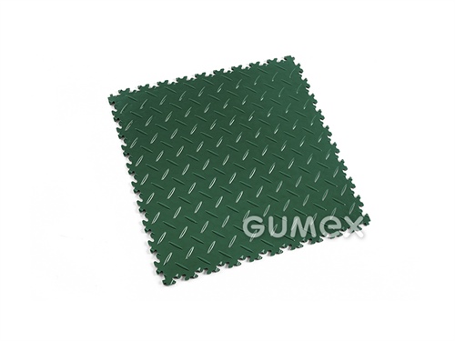 Dlaždice pro vysoké zatížení FORTELOCK 2010, tloušťka 7mm, 510,5,x510,5mm (rozměr pokrytí 496,5x496,5mm), 92°ShA, desén diamant, PVC, zelená
